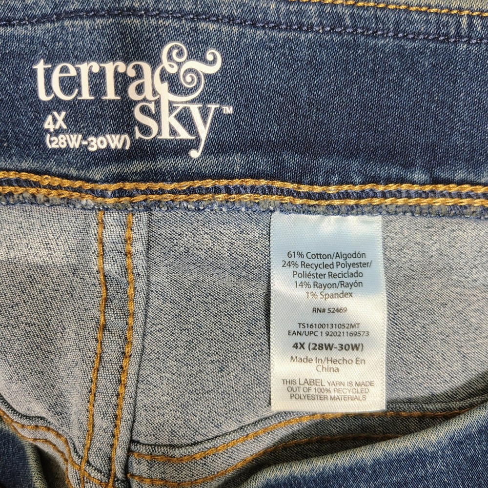 Terra & Sky Jeggings Women 4X Blue Pull-On Stretch Solid Denim Cotton Blend - Picture 3 of 7